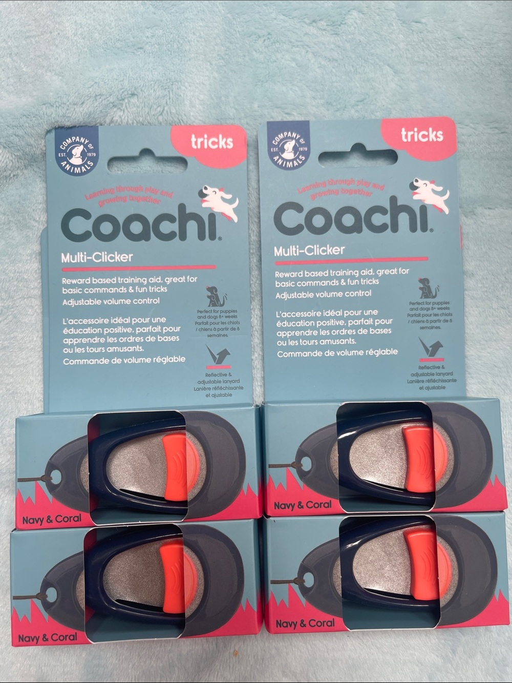 Coach Dog Training Clicker Set in Navy and Coral